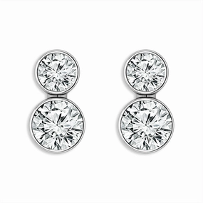 14K White Gold Stud Lab Grown Diamonds Drop Earrings