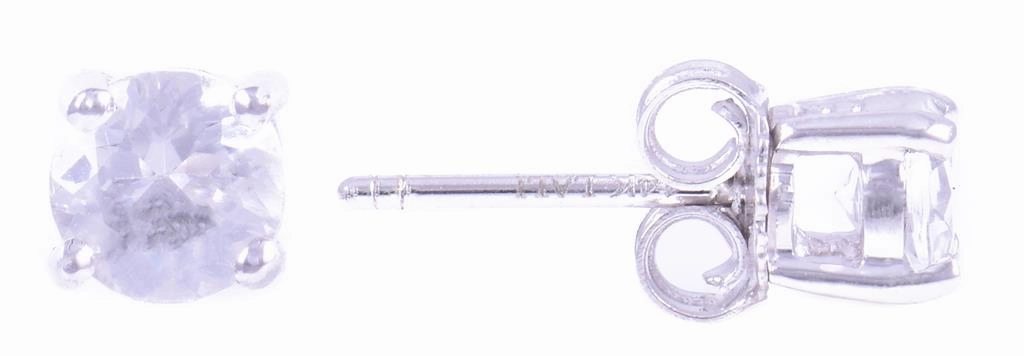 14K White Gold White Topaz Stud Earrings