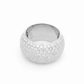 14K White Gold Wide Pav Natural Diamond Band