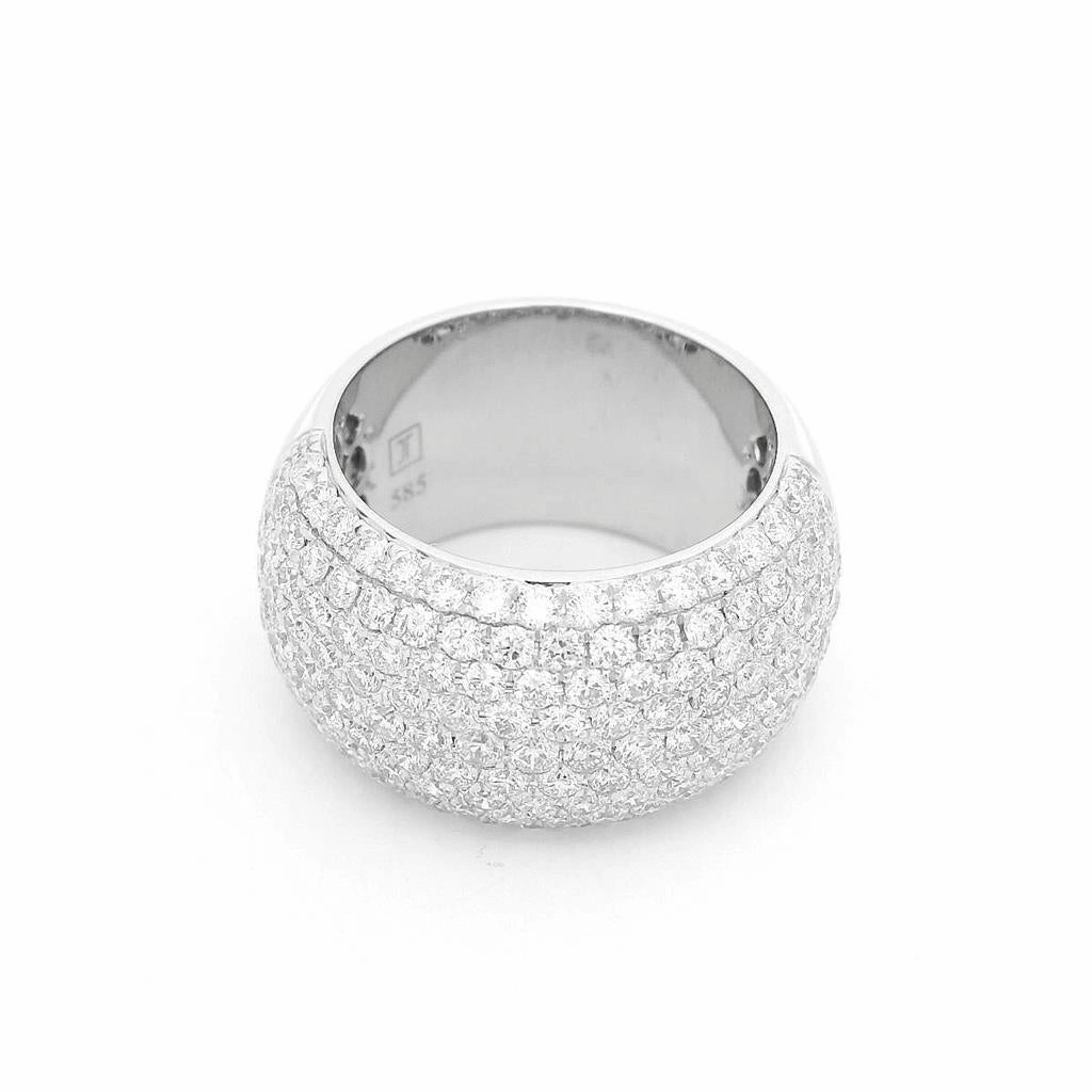14K White Gold Wide Pav Natural Diamond Band