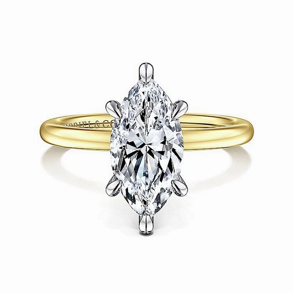 14K Yellow And White 'Cari' Hidden Halo Marquise Diamond Engagement Ring