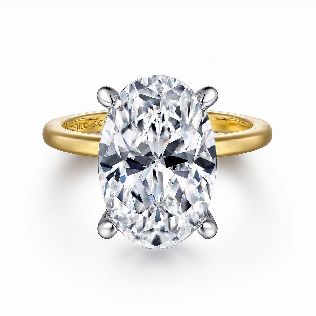 14K Yellow And White Gold 'Ali' Oval Center Solitaire Ring