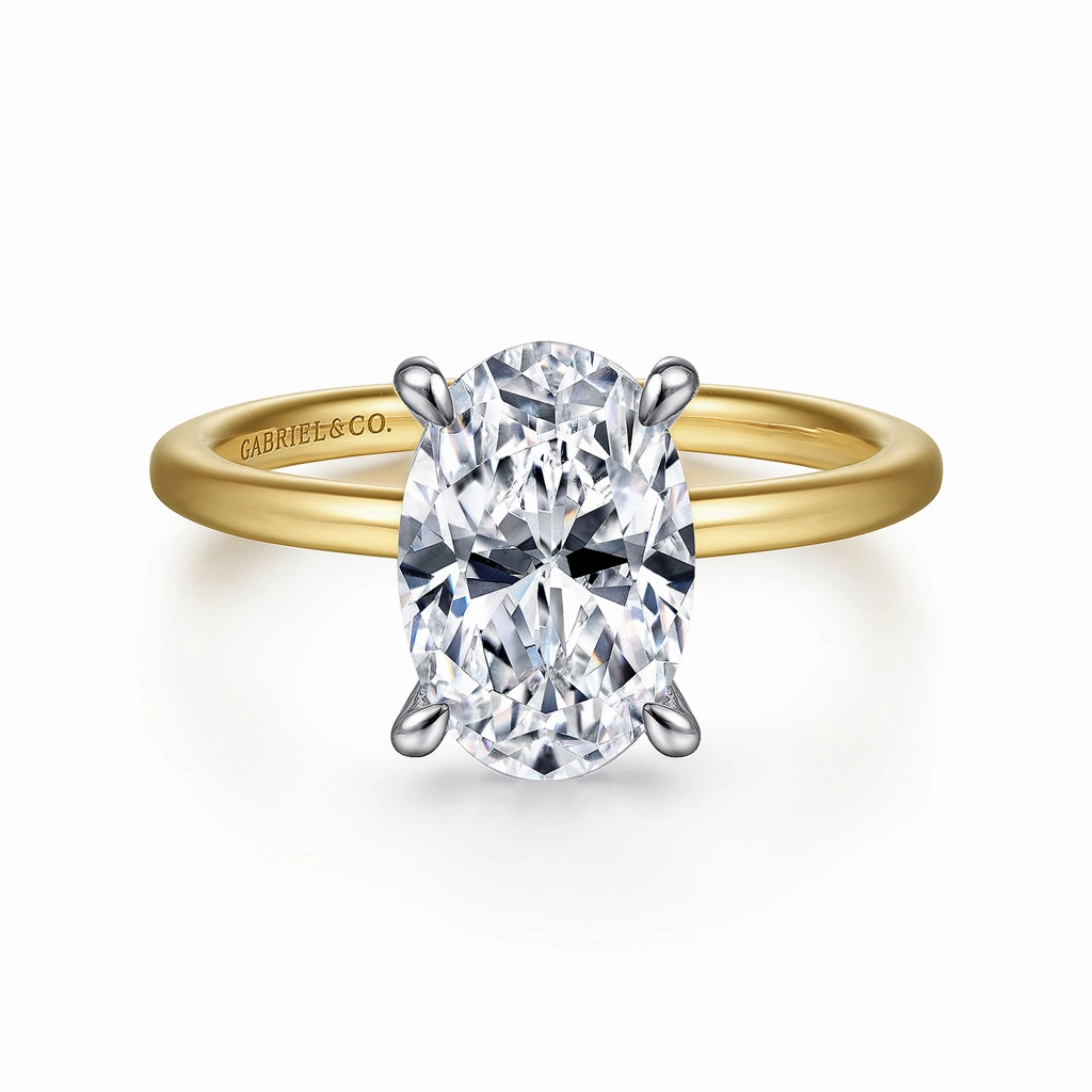 14K Yellow And White Gold 'Cari' Hidden Halo Oval Natural Diamonds Natural Diamonds Engagement Ring