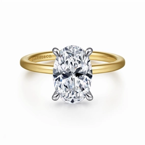 14K Yellow And White Gold 'Cari' Hidden Halo Oval Natural Diamonds Natural Diamonds Engagement Ring