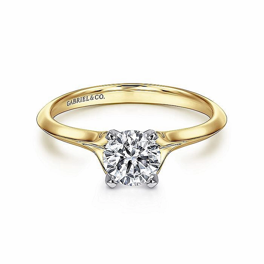 14K Yellow And White Gold 'Ellis' Round Diamond Engagement Ring