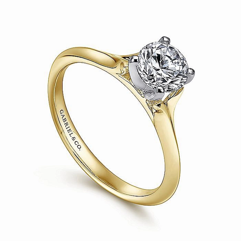 14K Yellow And White Gold 'Ellis' Round Diamond Engagement Ring