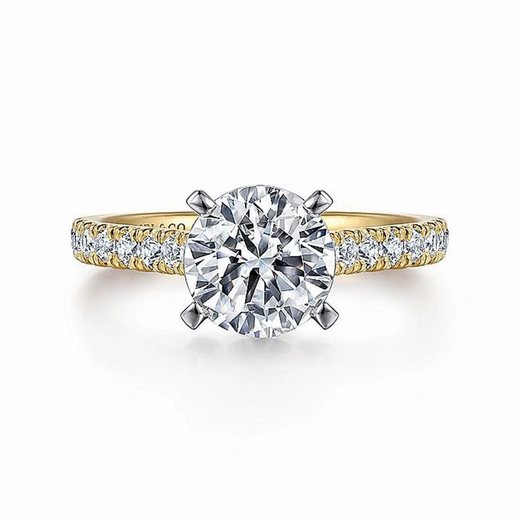 14K Yellow And White Gold 'Erica' Classic Round Diamond Engagement Ring