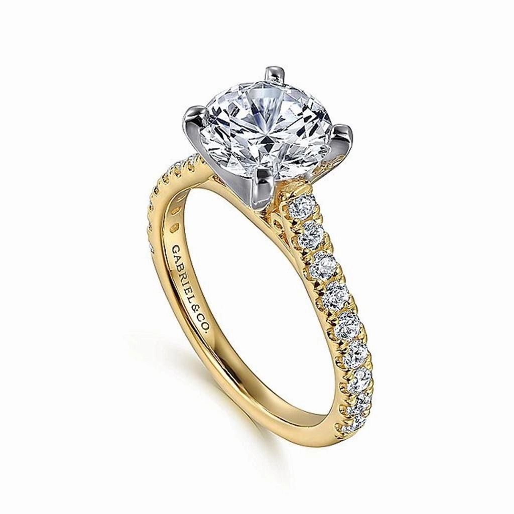 14K Yellow And White Gold 'Erica' Classic Round Diamond Engagement Ring