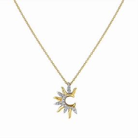 14K Yellow And White Gold 'Solaz' Open Sun Diamond Pendant Necklace