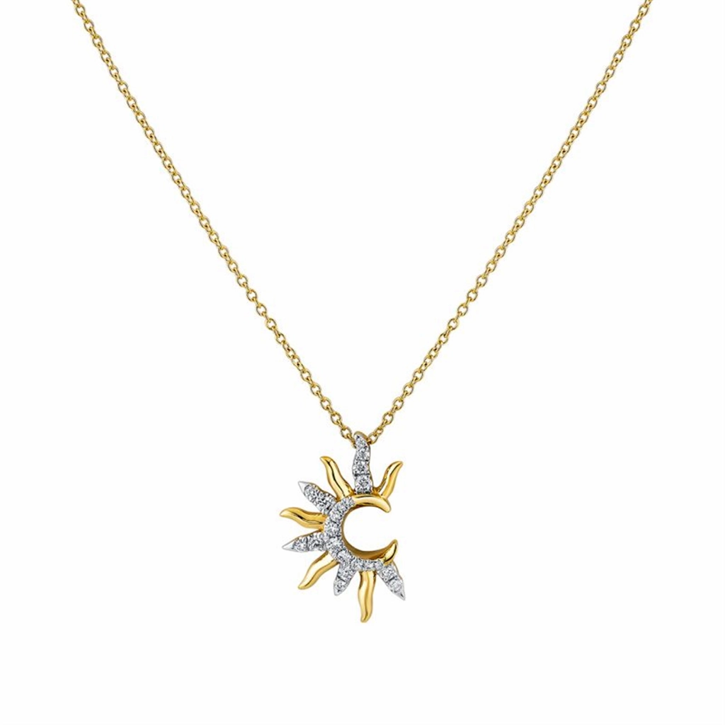 14K Yellow And White Gold 'Solaz' Open Sun Diamond Pendant Necklace