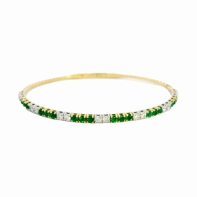 14K Yellow And White Gold Emeralds Flex Bracelet