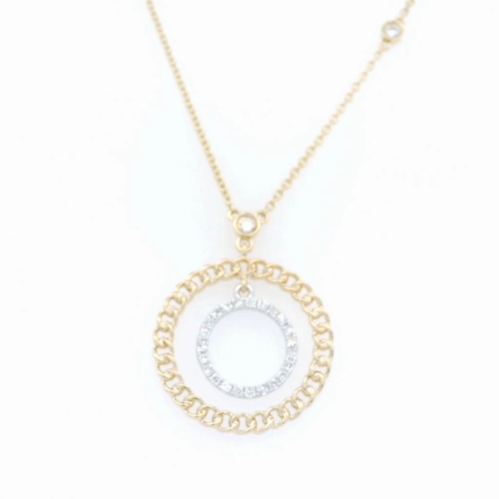 14K Yellow And White Gold Natural Diamonds Contemporary Necklace