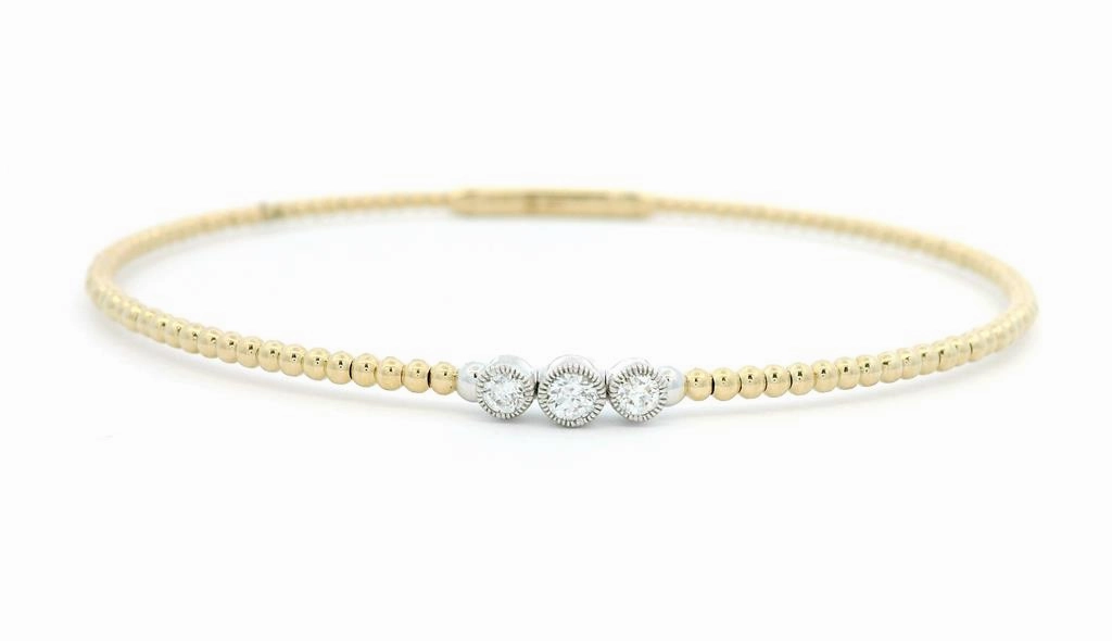 14K Yellow And White Gold Natural Diamonds Flex Bracelet