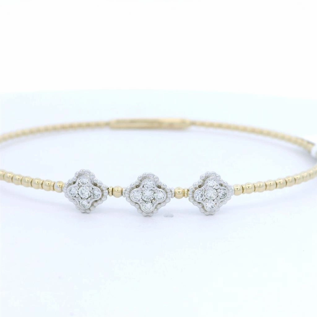 14K Yellow And White Gold Natural Diamonds Flex Bracelet