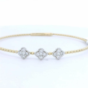 14K Yellow And White Gold Natural Diamonds Flex Bracelet