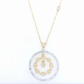 14K Yellow And White Natural Diamonds Contemporary Necklace