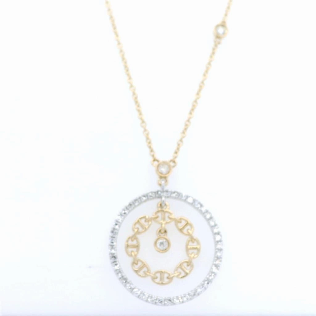 14K Yellow And White Natural Diamonds Contemporary Necklace