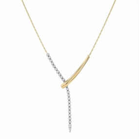 14K Yellow And White Natural Diamonds Lariat Necklace