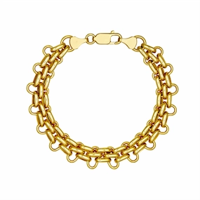 14K Yellow Gold 10.8mm Semi-Solid Fancy Fantasy Bracelet