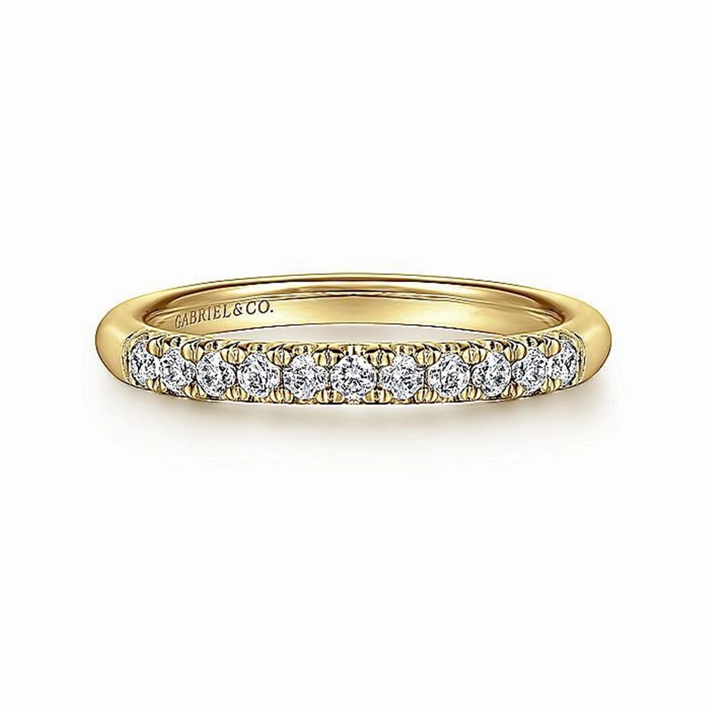 14K Yellow Gold 11 Stone French Pav Wedding Band