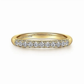 14K Yellow Gold 11 Stone French Pav Wedding Band