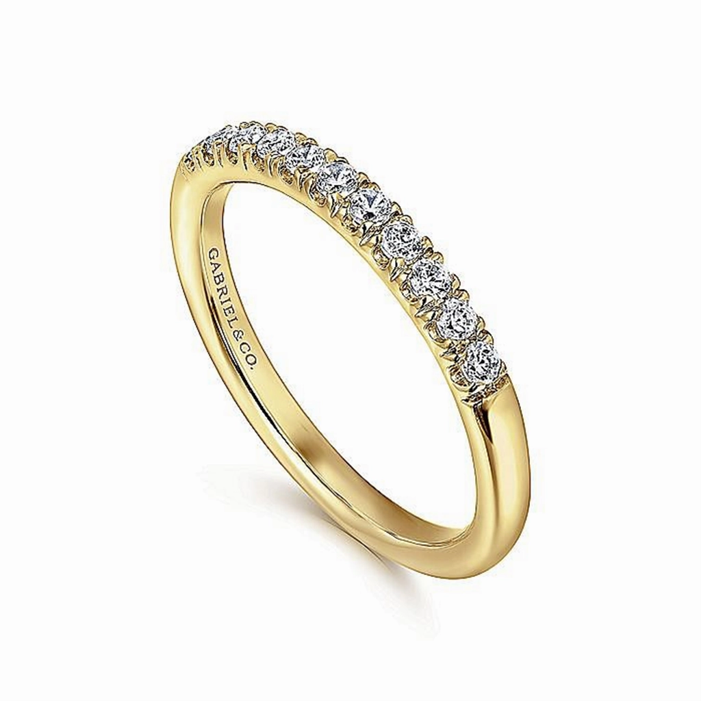 14K Yellow Gold 11 Stone French Pav Wedding Band
