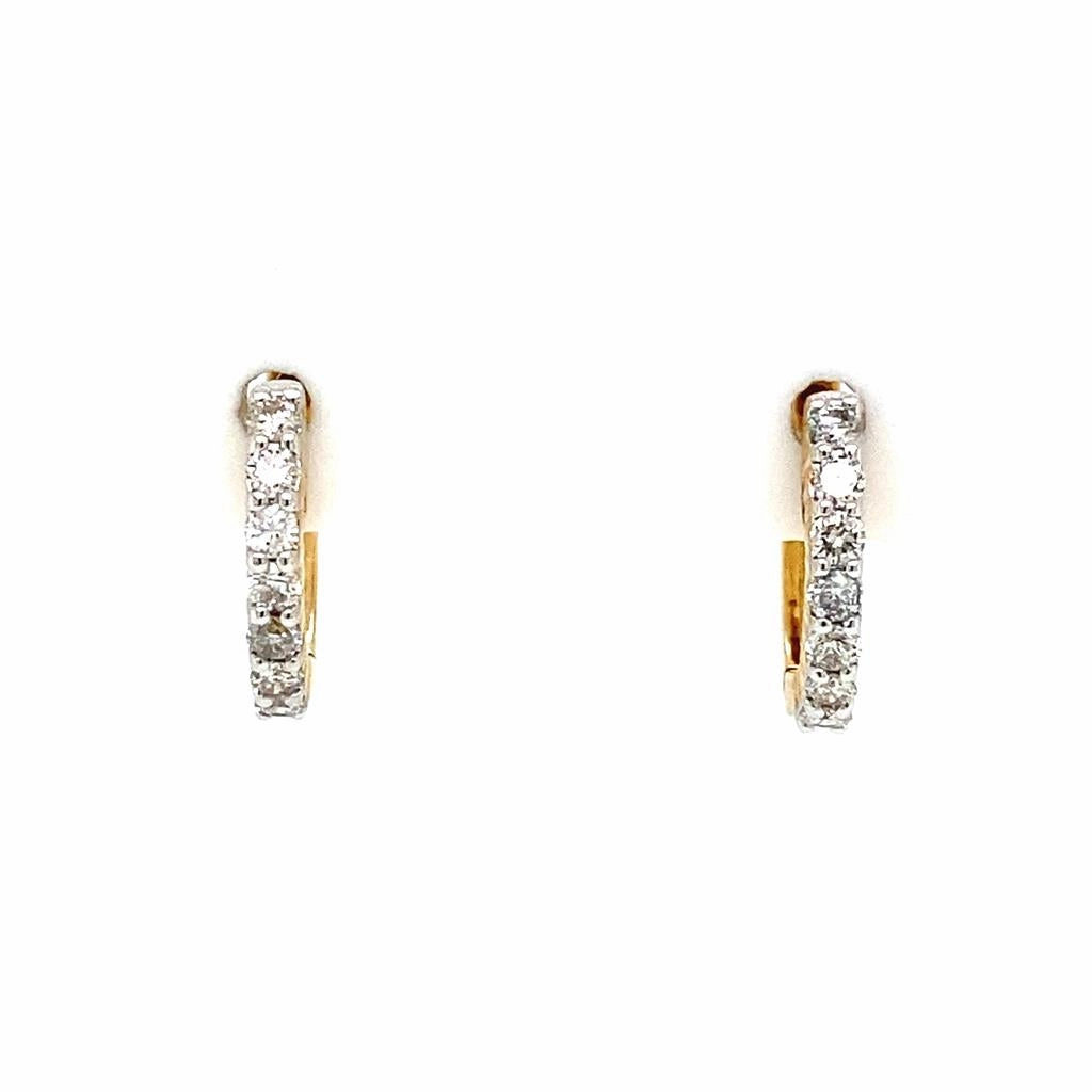 14K Yellow Gold 12mm Diamond Huggie Earrings