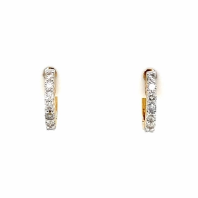 14K Yellow Gold 12mm Diamond Huggie Earrings