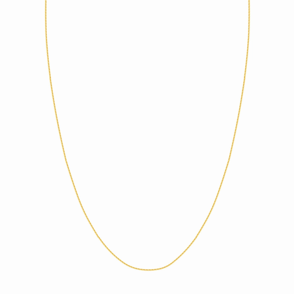 14K Yellow Gold 16 Inches Round Wheat Chain