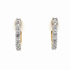 14K Yellow Gold 16mm Diamond Huggie Earrings