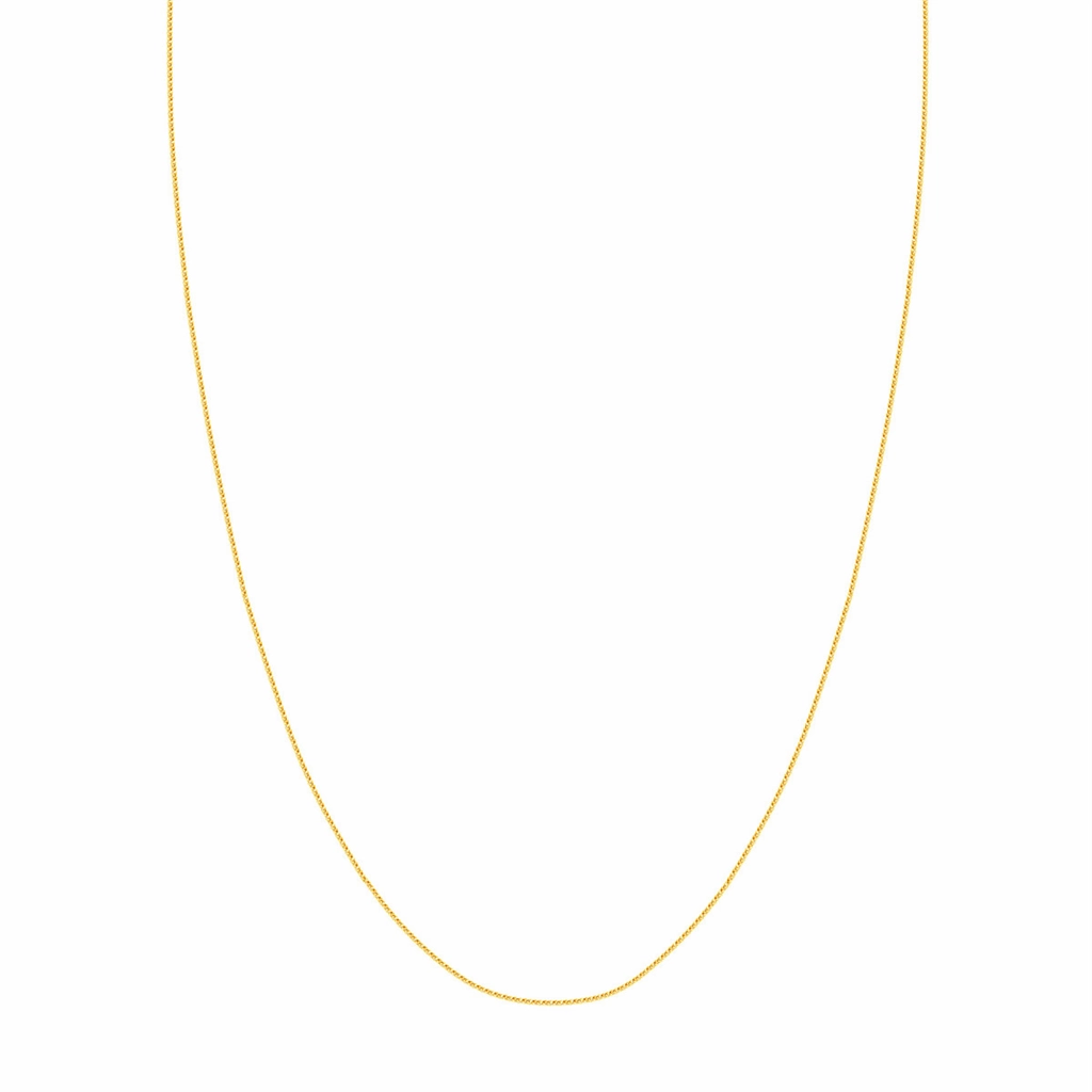14K Yellow Gold 18 Inches Round Wheat Chain