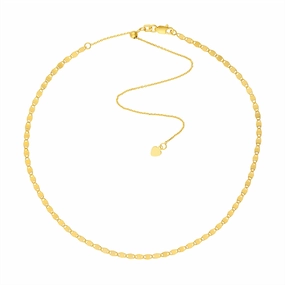 14K Yellow Gold 2.50mm Valentino Chain Choker Necklace