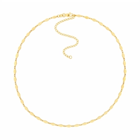 14K Yellow Gold 2.70Mm Mirror Diamond Shape Link Choker Necklace