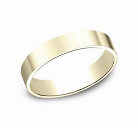 14K Yellow Gold 4mm Flat Plain Straight Wedding Band