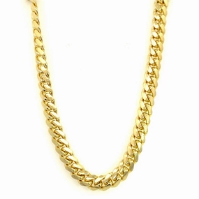 14K Yellow Gold 6.0mm Solid Miami Cuban Chain Necklace
