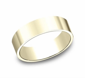 14K Yellow Gold 6mm Flat Comfort Straight Wedding Band