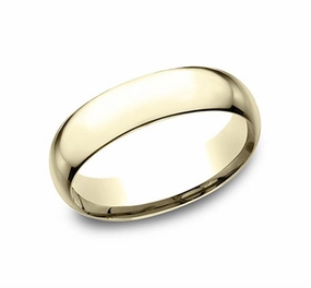 14K Yellow Gold 6mm Super Light Comfort Fit Wedding Band