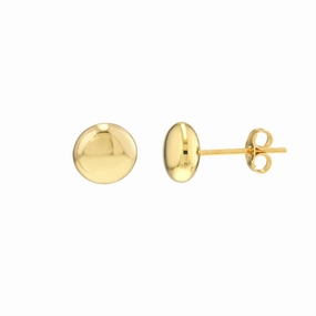 14K Yellow Gold 7mm Flat Round Pebble Earrings