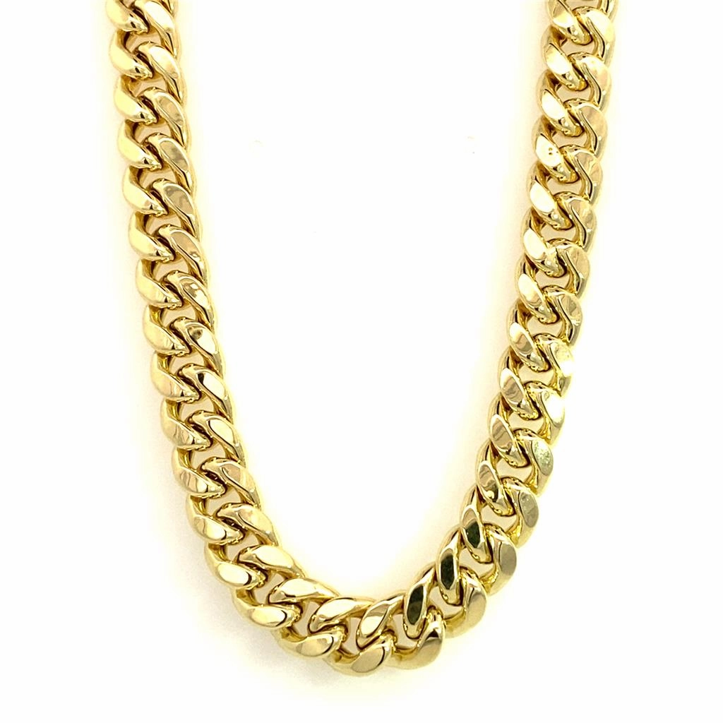 14K Yellow Gold 8.6mm Semi-Solid Miami Cuban Chain Necklace