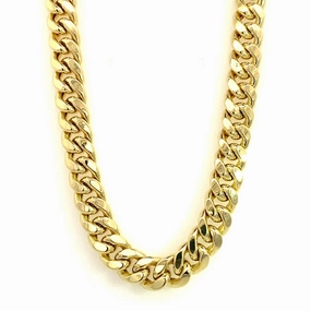 14K Yellow Gold 8.6mm Semi-Solid Miami Cuban Chain Necklace