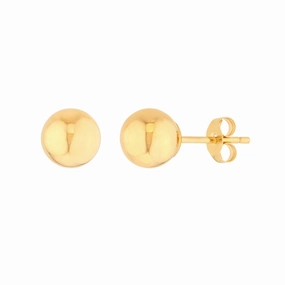 14K Yellow Gold 8mm Ball Earrings