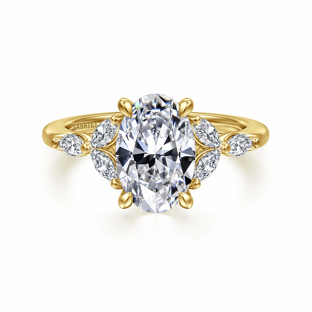 14K Yellow Gold 'Adella' Split Shank Diamond Engagement Ring
