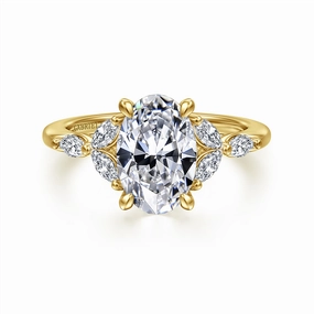 14K Yellow Gold 'Adella' Split Shank Diamond Engagement Ring