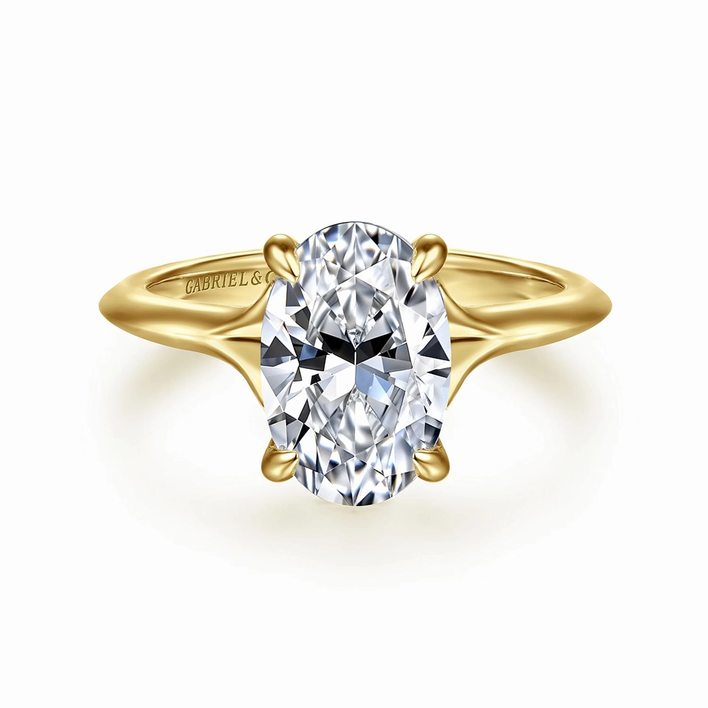 14K Yellow Gold 'Alden' Hidden Halo Oval Natural Diamonds Natural Diamonds Engagement Ring