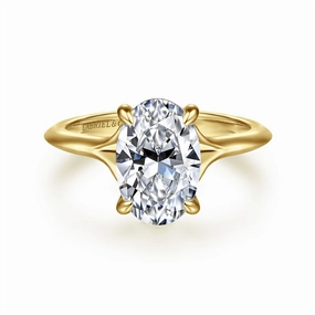 14K Yellow Gold 'Alden' Hidden Halo Oval Natural Diamonds Natural Diamonds Engagement Ring