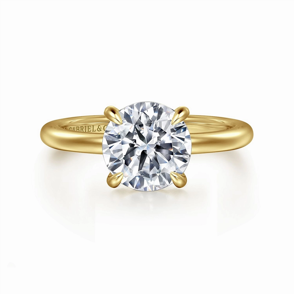 14K Yellow Gold 'Ali' Round Diamond Engagement Ring