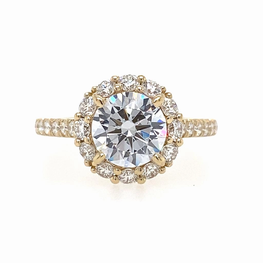 14K Yellow Gold 'Charmaine' Halo Round Diamond Engagement Ring