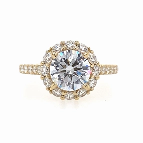 14K Yellow Gold 'Charmaine' Halo Round Diamond Engagement Ring