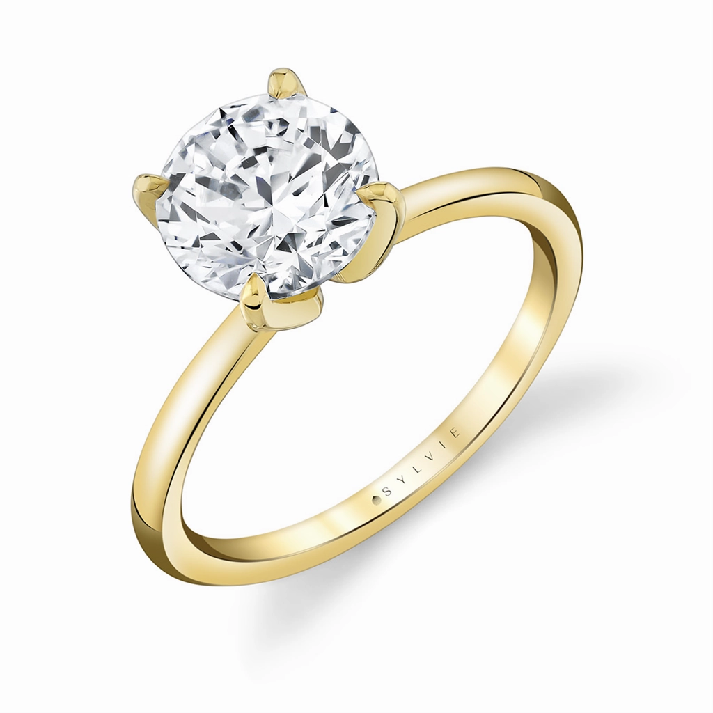14K Yellow Gold 'Chrys' Hidden Halo Round Diamond Engagement Ring