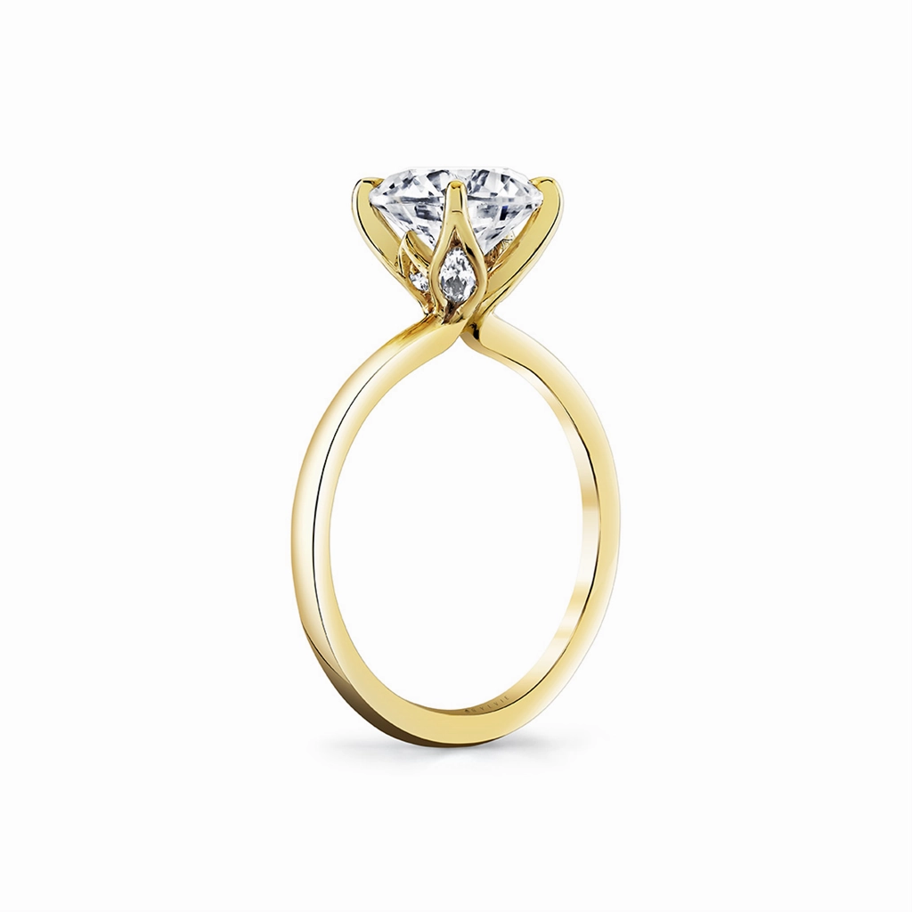 14K Yellow Gold 'Chrys' Hidden Halo Round Diamond Engagement Ring